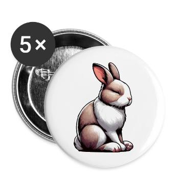 Kaninchen Hase Hasen langohr Klopfer Rammler - Buttons klein 25 mm (5er Pack) - Weiß - Vorne