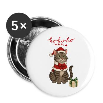 HoHoho, Grey Cat - Buttons small 1''/25 mm (5-pack) - white - Front