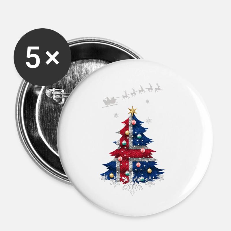 Christmas tree with Iceland flag - Buttons small 1''/25 mm (5-pack) - white