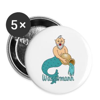 Wassermann Sternzeichen - Buttons klein 25 mm (5er Pack) - Weiß - Vorne