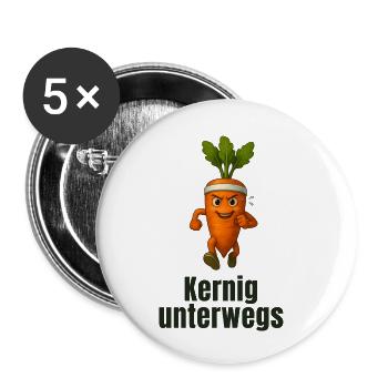 Kernig unterwegs - Karotte Gemüse karikatur  - Buttons klein 25 mm (5er Pack) - Weiß - Vorne