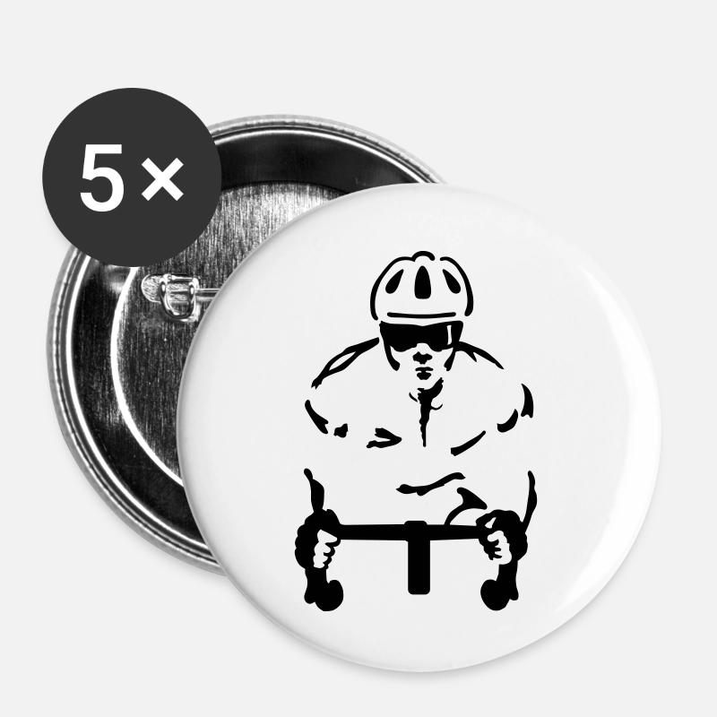 Coureur - Lot de 5 petits badges (25 mm) - blanc