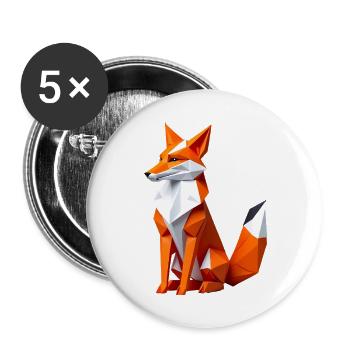 Geometrischer Polygonfuchs - Buttons klein 25 mm (5er Pack) - Weiß - Vorne