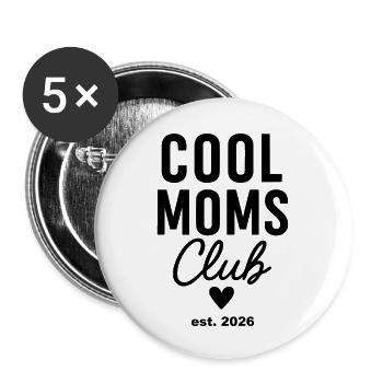 Cool Moms Club 2026 – Für werdende/ neue Mamas - Buttons klein 25 mm (5er Pack) - Weiß - Vorne