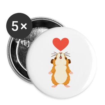 Cochon d’Inde avec cœur - Lot de 5 petits badges (25 mm) - blanc - Devant