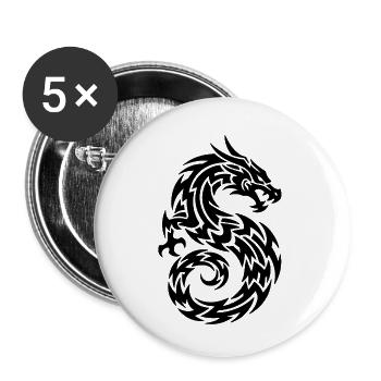 Mächtiger Drache – asiatisches Mythologie Design - Buttons klein 25 mm (5er Pack) - Weiß - Vorne