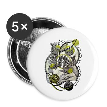 Kaleidoscopic plant graphics - Buttons small 1''/25 mm (5-pack) - white - Front