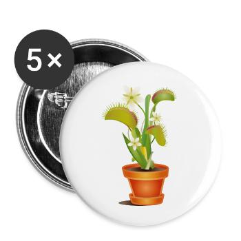 Venusfliegenfalle im Topf – bunte Illustration - Buttons klein 25 mm (5er Pack) - Weiß - Vorne