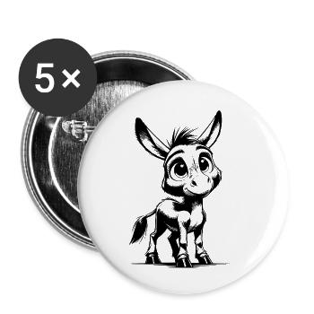 Süsse kleine Baby Esel Bleistift Zeichnung - Buttons klein 25 mm (5er Pack) - Weiß - Vorne