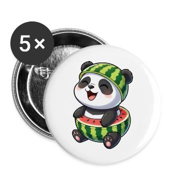 Mignon panda melon cartoon Waterfruit Summer Joy - Lot de 5 petits badges (25 mm) - blanc - Devant