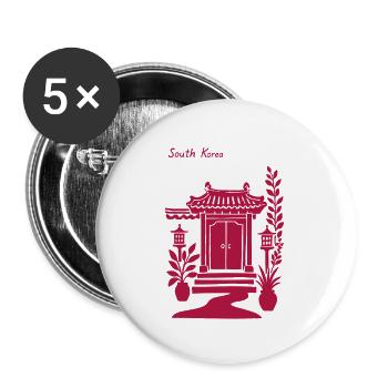 Korean Temple Door in Pink - Buttons small 1''/25 mm (5-pack) - white - Front