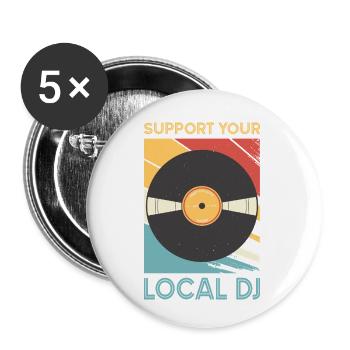 DJ Outfit Geschenke - Buttons klein 25 mm (5er Pack) - Weiß - Vorne