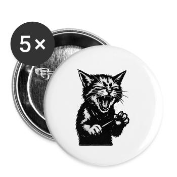 Screaming cat silhouette - Buttons small 1''/25 mm (5-pack) - white - Front