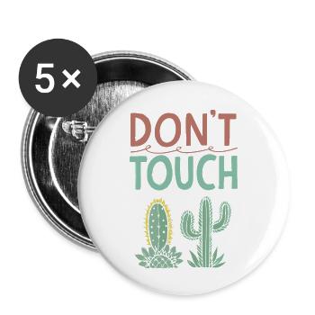 Ne Pas Toucher Cactus - Lot de 5 petits badges (25 mm) - blanc - Devant