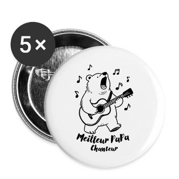 Bester singender Vater - Buttons klein 25 mm (5er Pack) - Weiß - Vorne