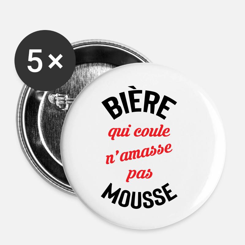 Rolling Beer bildet keinen Schaum - Buttons klein 25 mm (5er Pack) - Weiß
