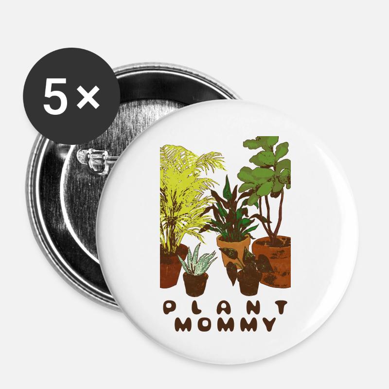 PLANT MOMMY - Buttons small 1''/25 mm (5-pack) - white