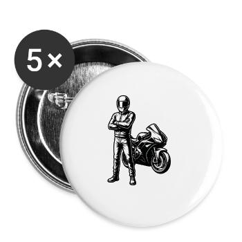 Style d’illustration Superbike Racer - Lot de 5 petits badges (25 mm) - blanc - Devant
