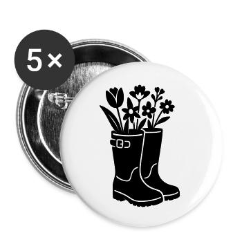 Spring boots with flowers - Buttons small 1''/25 mm (5-pack) - white - Front