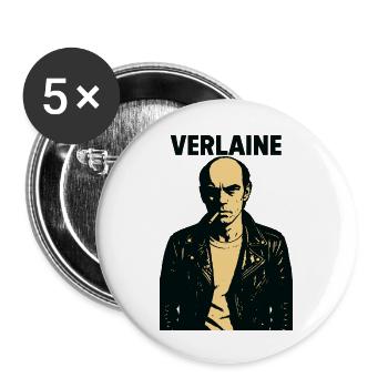Paul Verlaine Cigarette Rebel Poet Portrait - Buttons small 1''/25 mm (5-pack) - white - Front