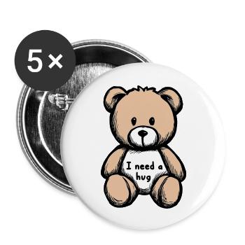 Weicher Teddybär – Illustration Zärtlichkeit - Buttons klein 25 mm (5er Pack) - Weiß - Vorne