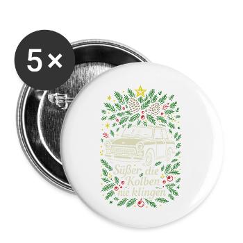 Süßer die Kolben nie klingen - Trabi Weihnacht - Buttons klein 25 mm (5er Pack) - Weiß - Vorne