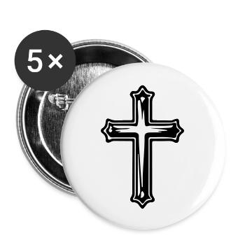 Symbole chrétien de la Croix de Jésus - Lot de 5 petits badges (25 mm) - blanc - Devant