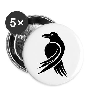 Schwarzer Rabe mit Tribal Vibes - Buttons klein 25 mm (5er Pack) - Weiß - Vorne