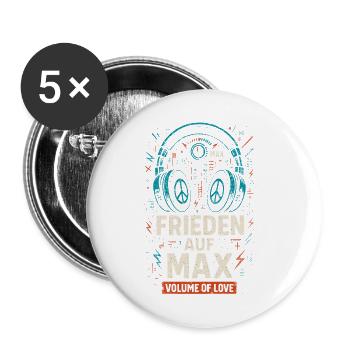 Paix sur Max, Festival du Volume de l'Amour musical - Lot de 5 petits badges (25 mm) - blanc - Devant