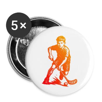 Klares Floorball Motiv für jeden Tag - Buttons klein 25 mm (5er Pack) - Weiß - Vorne