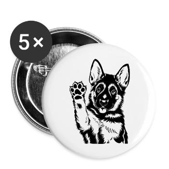 Schäferhund - Buttons klein 25 mm (5er Pack) - Weiß - Vorne