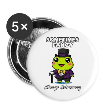 Sometimes Fancy Always Schmancy Frog  - Buttons small 1''/25 mm (5-pack) - white - Front