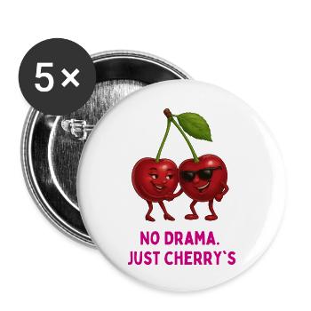 No Drama Cherries Charm - Buttons small 1''/25 mm (5-pack) - white - Front