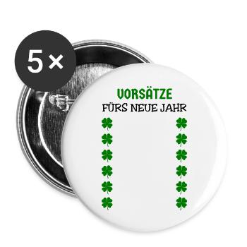 Résolutions du Nouvel An du Réveillon du Nouvel An - Lot de 5 petits badges (25 mm) - blanc - Devant