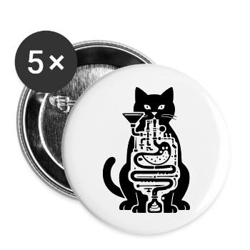 katze verdauung - Buttons klein 25 mm (5er Pack) - Weiß - Vorne
