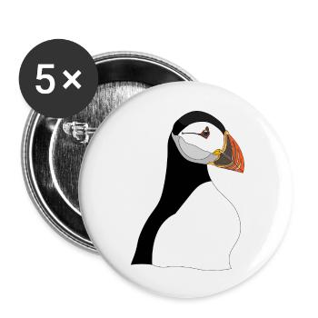 Puffin Head Print - Buttons klein 25 mm (5er Pack) - Weiß - Vorne