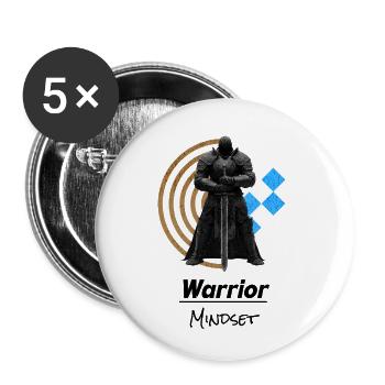 Warrior Mindset - Ritter der Stärke - Mentalität - Buttons klein 25 mm (5er Pack) - Weiß - Vorne