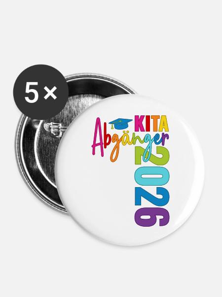 Kita Abgänger 2026 - Buttons klein 25 mm (5er Pack) - Weiß
