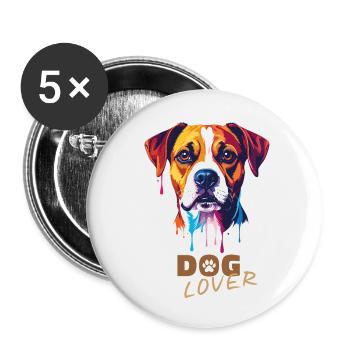 Hundeliebhaber / Dog lover - Buttons klein 25 mm (5er Pack) - Weiß - Vorne