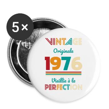 1976 – Vintage – Perfekt gereift - Buttons klein 25 mm (5er Pack) - Weiß - Vorne