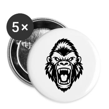 Gorilla Kopf Symbol - Buttons klein 25 mm (5er Pack) - Weiß - Vorne