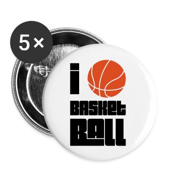 Ich liebe Basketball - Buttons klein 25 mm (5er Pack) - Weiß - Vorne