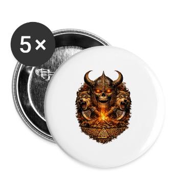Viking Skull Firefight - Buttons small 1''/25 mm (5-pack) - white - Front