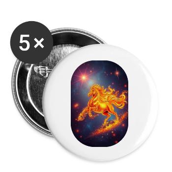 Signe du zodiaque Cheval de Feu Doré Ciel étoilé - Lot de 5 petits badges (25 mm) - blanc - Devant