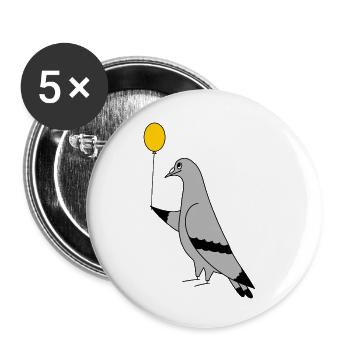 Pigeon with Balloon – Art urbain minimaliste - Lot de 5 petits badges (25 mm) - blanc - Devant