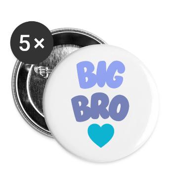Big Bro Love Geschwister - Buttons klein 25 mm (5er Pack) - Weiß - Vorne