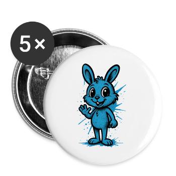Blue Splash Bunny Graphic - Buttons small 1''/25 mm (5-pack) - white - Front
