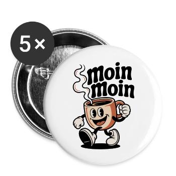 Drôle de cafetière - Lot de 5 petits badges (25 mm) - blanc - Devant
