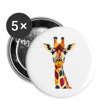 Bunte Giraffenpracht Giraffe Kopf Hals Motiv - Buttons klein 25 mm (5er Pack) - Weiß - Vorne