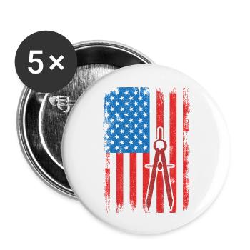 USA Patriotic Architect - Buttons small 1''/25 mm (5-pack) - white - Front